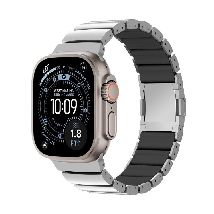 Correia de relógio em silicone com fecho magnético e uma conta em liga de titânio, para Apple Watch 46mm / 49mm / 45mm / 44mm, para Apple Watch 42mm / 41mm / 40mm / 38mm