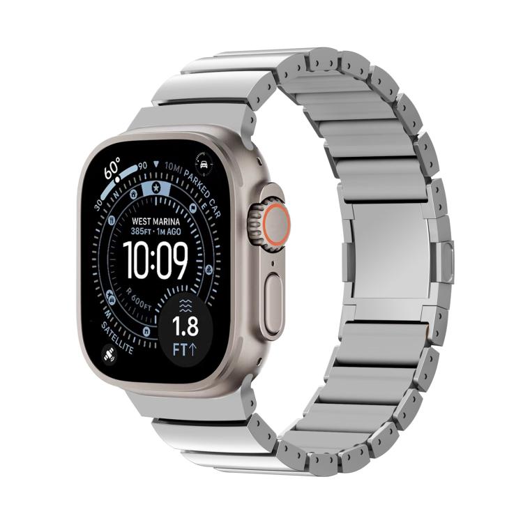 Correia de relógio em silicone com fecho magnético e uma conta em liga de titânio, para Apple Watch 46mm / 49mm / 45mm / 44mm, para Apple Watch 42mm / 41mm / 40mm / 38mm