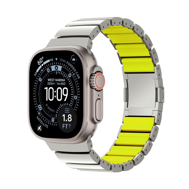 Correia de relógio em silicone com fecho magnético e uma conta em liga de titânio, para Apple Watch 46mm / 49mm / 45mm / 44mm, para Apple Watch 42mm / 41mm / 40mm / 38mm