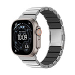 Correia de relógio em silicone com fecho magnético e uma conta em liga de titânio, para Apple Watch 46mm / 49mm / 45mm / 44mm, para Apple Watch 42mm / 41mm / 40mm / 38mm