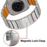 Correia de relógio em silicone com fecho magnético e uma conta em liga de titânio, para Apple Watch 46mm / 49mm / 45mm / 44mm, para Apple Watch 42mm / 41mm / 40mm / 38mm