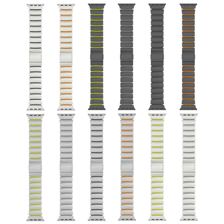 Correia de relógio em silicone com fecho magnético e uma conta em liga de titânio, para Apple Watch 46mm / 49mm / 45mm / 44mm, para Apple Watch 42mm / 41mm / 40mm / 38mm