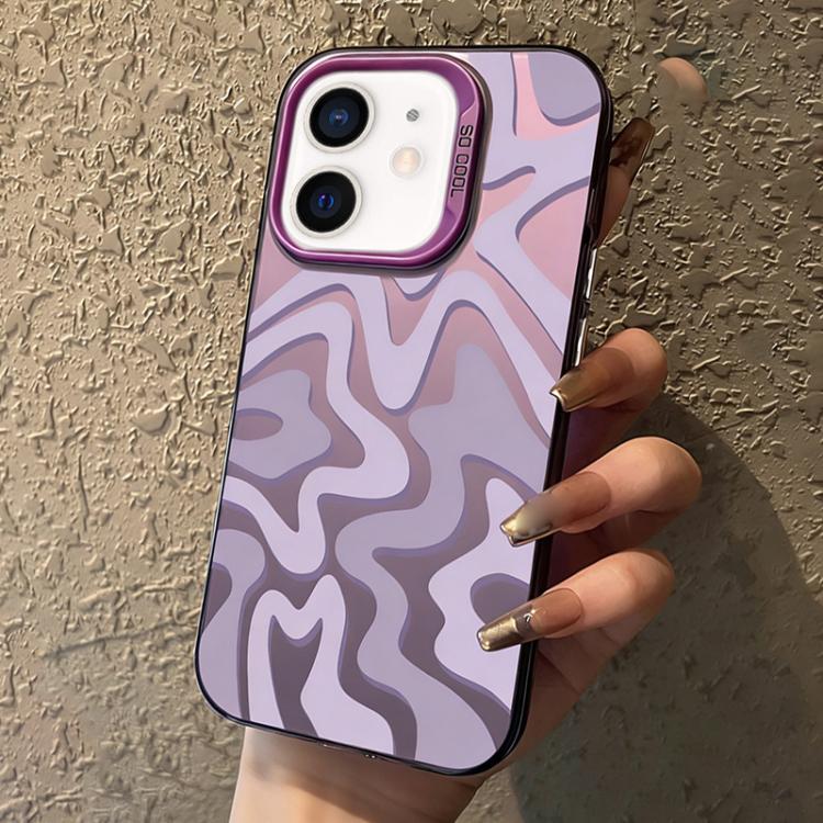 Estojo de Telefone 2-em-1 PC com Padrão de Risca Ondulada e Acabamento Fosco IMD, Para iPhone 11, Para iPhone 11 Pro, Para iPhone X / XS, Para iPhone XR, Para iPhone XS Max, Para iPhone 8 Plus / 7 Plus