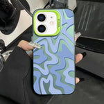 Estojo de Telefone 2-em-1 PC com Padrão de Risca Ondulada e Acabamento Fosco IMD, Para iPhone 11, Para iPhone 11 Pro, Para iPhone X / XS, Para iPhone XR, Para iPhone XS Max, Para iPhone 8 Plus / 7 Plus