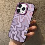 Estojo de Telefone 2-em-1 PC com Padrão de Risca Ondulada e Acabamento Fosco IMD, Para iPhone 11, Para iPhone 11 Pro, Para iPhone X / XS, Para iPhone XR, Para iPhone XS Max, Para iPhone 8 Plus / 7 Plus
