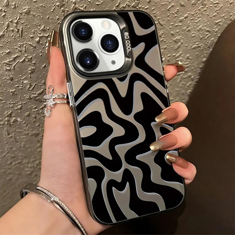 Estojo de Telefone 2-em-1 PC com Padrão de Risca Ondulada e Acabamento Fosco IMD, Para iPhone 11, Para iPhone 11 Pro, Para iPhone X / XS, Para iPhone XR, Para iPhone XS Max, Para iPhone 8 Plus / 7 Plus