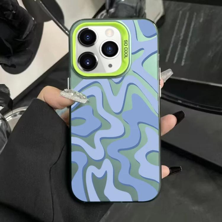 Estojo de Telefone 2-em-1 PC com Padrão de Risca Ondulada e Acabamento Fosco IMD, Para iPhone 11, Para iPhone 11 Pro, Para iPhone X / XS, Para iPhone XR, Para iPhone XS Max, Para iPhone 8 Plus / 7 Plus