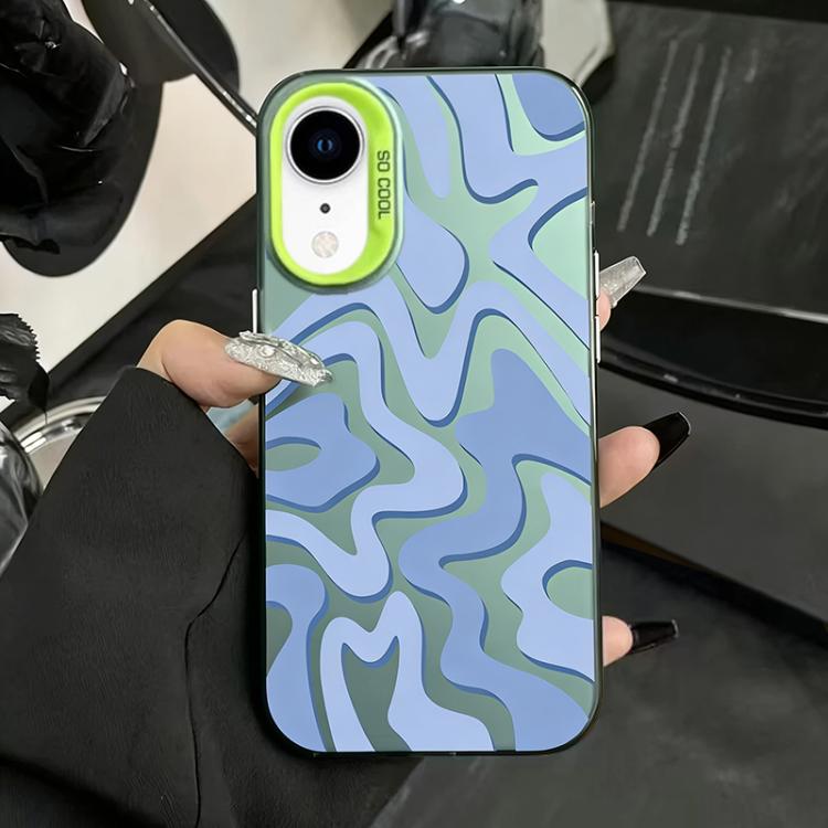 Estojo de Telefone 2-em-1 PC com Padrão de Risca Ondulada e Acabamento Fosco IMD, Para iPhone 11, Para iPhone 11 Pro, Para iPhone X / XS, Para iPhone XR, Para iPhone XS Max, Para iPhone 8 Plus / 7 Plus