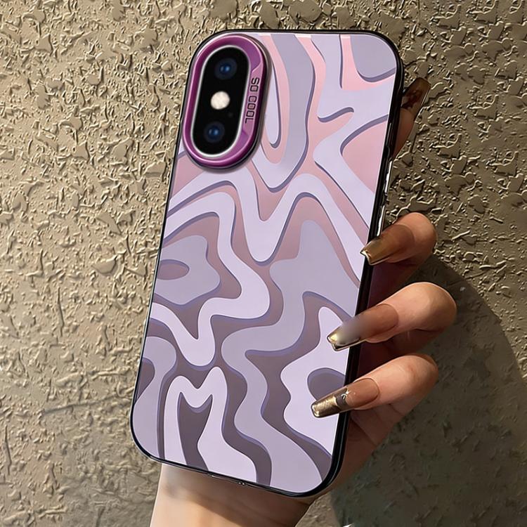 Estojo de Telefone 2-em-1 PC com Padrão de Risca Ondulada e Acabamento Fosco IMD, Para iPhone 11, Para iPhone 11 Pro, Para iPhone X / XS, Para iPhone XR, Para iPhone XS Max, Para iPhone 8 Plus / 7 Plus