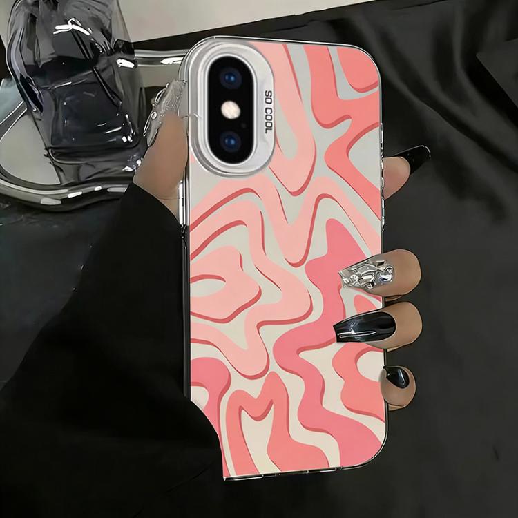 Estojo de Telefone 2-em-1 PC com Padrão de Risca Ondulada e Acabamento Fosco IMD, Para iPhone 11, Para iPhone 11 Pro, Para iPhone X / XS, Para iPhone XR, Para iPhone XS Max, Para iPhone 8 Plus / 7 Plus