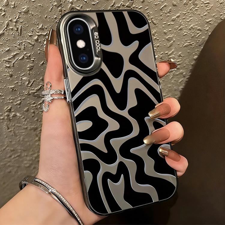Estojo de Telefone 2-em-1 PC com Padrão de Risca Ondulada e Acabamento Fosco IMD, Para iPhone 11, Para iPhone 11 Pro, Para iPhone X / XS, Para iPhone XR, Para iPhone XS Max, Para iPhone 8 Plus / 7 Plus