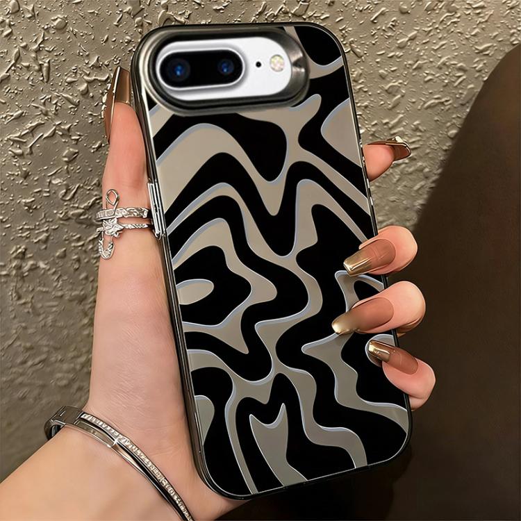 Estojo de Telefone 2-em-1 PC com Padrão de Risca Ondulada e Acabamento Fosco IMD, Para iPhone 11, Para iPhone 11 Pro, Para iPhone X / XS, Para iPhone XR, Para iPhone XS Max, Para iPhone 8 Plus / 7 Plus