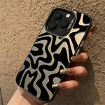 Estojo de Telefone 2-em-1 PC com Padrão de Risca Ondulada e Acabamento Fosco IMD, Para iPhone 11, Para iPhone 11 Pro, Para iPhone X / XS, Para iPhone XR, Para iPhone XS Max, Para iPhone 8 Plus / 7 Plus