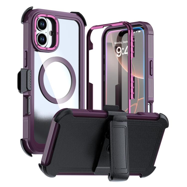 Capa de telemóvel magnética em acrílico com cobertura total e clipe traseiro, para iPhone 16 Plus, para iPhone 16, para iPhone 15 Pro Max, para iPhone 15 Pro, para iPhone 15 Plus / 14 Plus, para iPhone 15