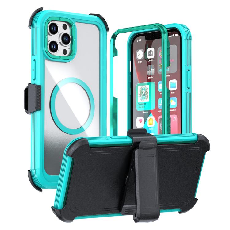Capa de telemóvel magnética em acrílico com cobertura total e clipe traseiro, para iPhone 12 Pro Max