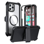 Capa de telemóvel magnética em acrílico com cobertura total e clipe traseiro, para iPhone 12 Pro Max