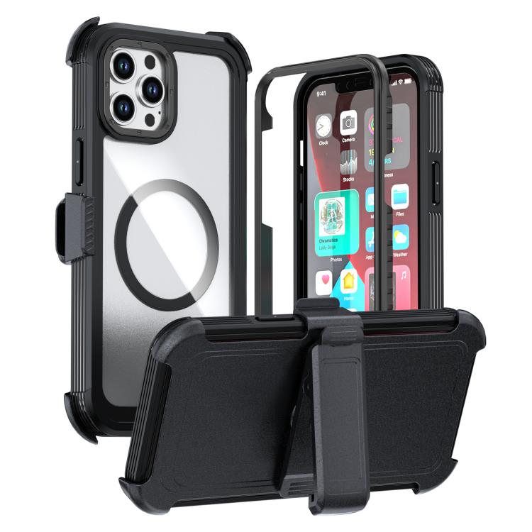 Capa de telemóvel magnética em acrílico com cobertura total e clipe traseiro, para iPhone 12 Pro Max