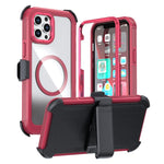 Capa de telemóvel magnética em acrílico com cobertura total e clipe traseiro, para iPhone 12 Pro Max