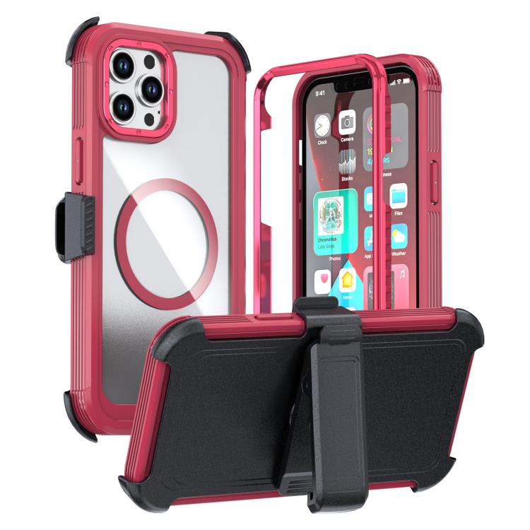 Capa de telemóvel magnética em acrílico com cobertura total e clipe traseiro, para iPhone 12 Pro Max