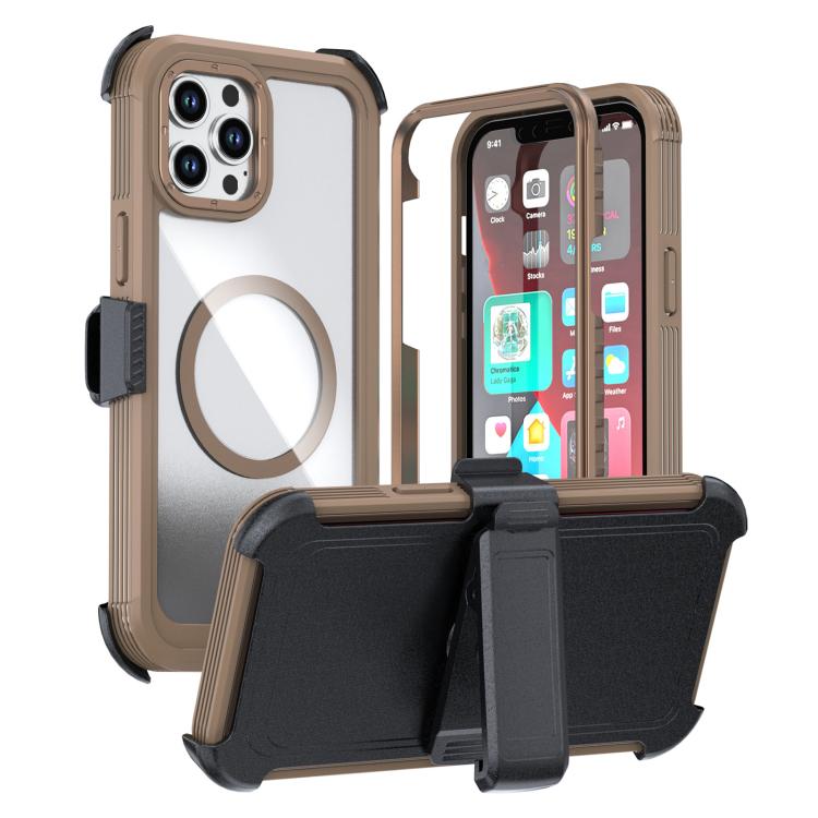 Capa de telemóvel magnética em acrílico com cobertura total e clipe traseiro, para iPhone 12 Pro Max