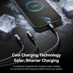 Cabo de Carregamento Metálico Trançado ROCK RCB0790 3 em 1 USB para 8 Pin + Tipo-C + Micro USB, 1,2m, RCB0790