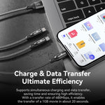 Cabo de Carregamento Metálico Trançado ROCK RCB0790 3 em 1 USB para 8 Pin + Tipo-C + Micro USB, 1,2m, RCB0790