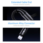 Cabo de Carregamento Metálico Trançado ROCK RCB0790 3 em 1 USB para 8 Pin + Tipo-C + Micro USB, 1,2m, RCB0790