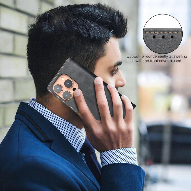 Capa de telemóvel em pele vegana com textura de bezerro de cor sólida e RFID, Para iPhone XS Max, Para iPhone 6 Plus/7 Plus/8 Plus, Para iPhone 6 / 7 / 8