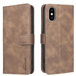 Capa de telemóvel em pele vegana com textura de bezerro de cor sólida e RFID, Para iPhone XS Max, Para iPhone 6 Plus/7 Plus/8 Plus, Para iPhone 6 / 7 / 8
