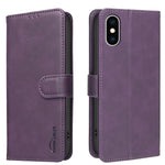 Capa de telemóvel em pele vegana com textura de bezerro de cor sólida e RFID, Para iPhone XS Max, Para iPhone 6 Plus/7 Plus/8 Plus, Para iPhone 6 / 7 / 8
