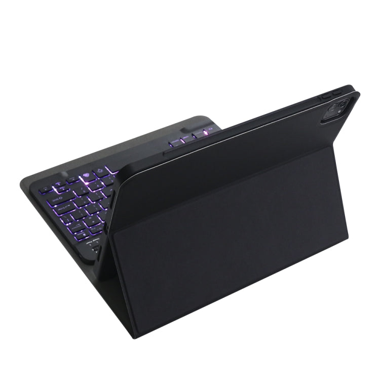 A098BS Capa protetora destacável ultrafina com teclado Bluetooth retroiluminado para iPad Air 11 2024 / 2025 / Air 4 10.9 polegadas 2020, com suporte e slot para caneta, A098BS
