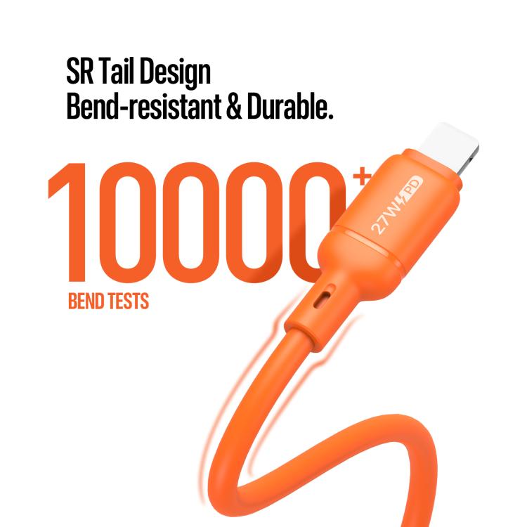 Cabo de Dados de Silicone DUX DUCIS SILI Série 27W Tipo-C para 8 Pin, Comprimento: 1m, Tipo-C para 8 Pin