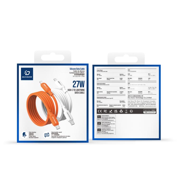 Cabo de Dados de Silicone DUX DUCIS SILI Série 27W Tipo-C para 8 Pin, Comprimento: 1m, Tipo-C para 8 Pin