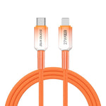 Cabo de Dados Trançado Transparente em Gradiente DUX DUCIS WLCM Série 27W Tipo-C para 8 Pin, Comprimento: 1m, Tipo-C para 8 Pin