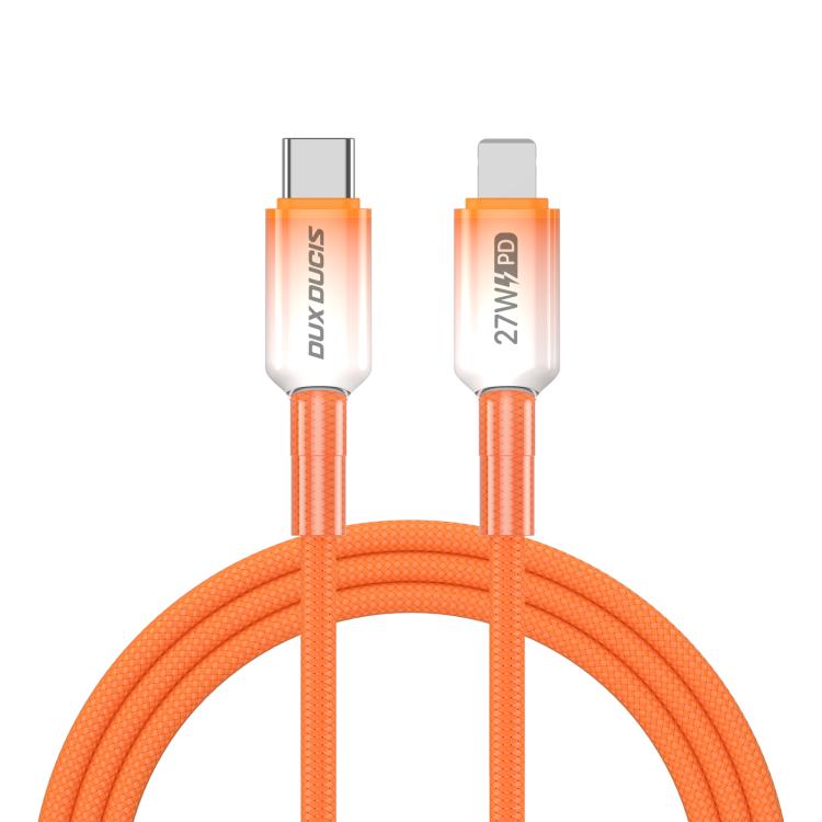 Cabo de Dados Trançado Transparente em Gradiente DUX DUCIS WLCM Série 27W Tipo-C para 8 Pin, Comprimento: 1m, Tipo-C para 8 Pin