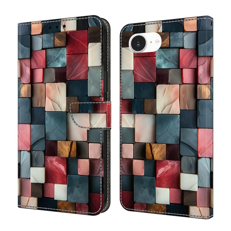 Capa de Telemóvel em Pele Vegana Pintada com Efeito Cristalino, Para iPhone 17e / 16e, Para iPhone 17 Pro Max, Para iPhone 17 Pro, Para iPhone 17