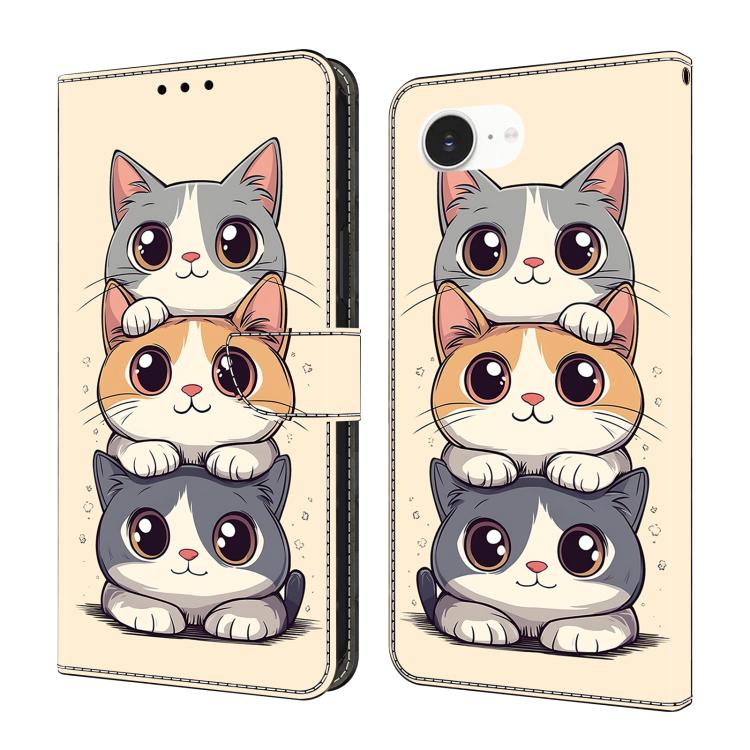 Capa de Telemóvel em Pele Vegana Pintada com Efeito Cristalino, Para iPhone 17e / 16e, Para iPhone 17 Pro Max, Para iPhone 17 Pro, Para iPhone 17