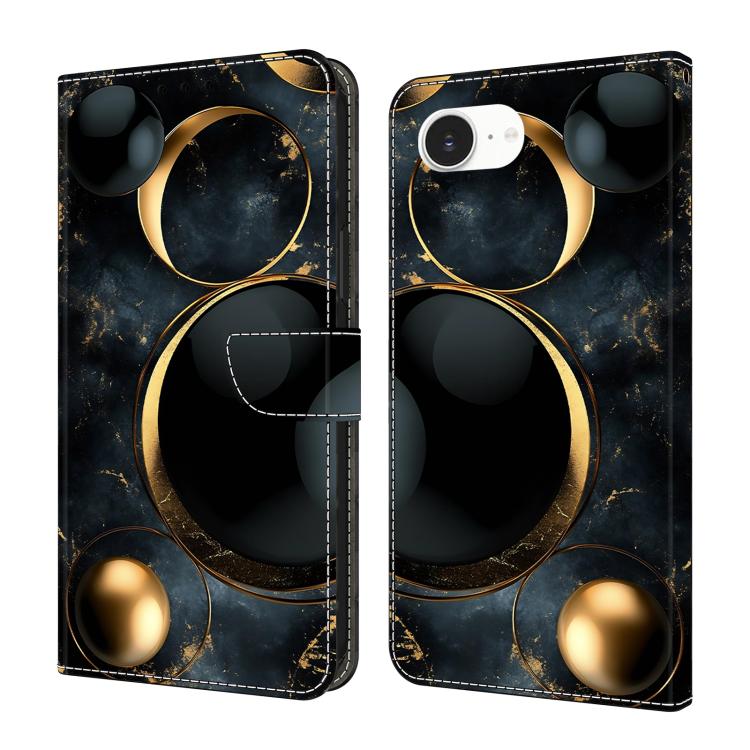 Capa de Telemóvel em Pele Vegana Pintada com Efeito Cristalino, Para iPhone 17e / 16e, Para iPhone 17 Pro Max, Para iPhone 17 Pro, Para iPhone 17