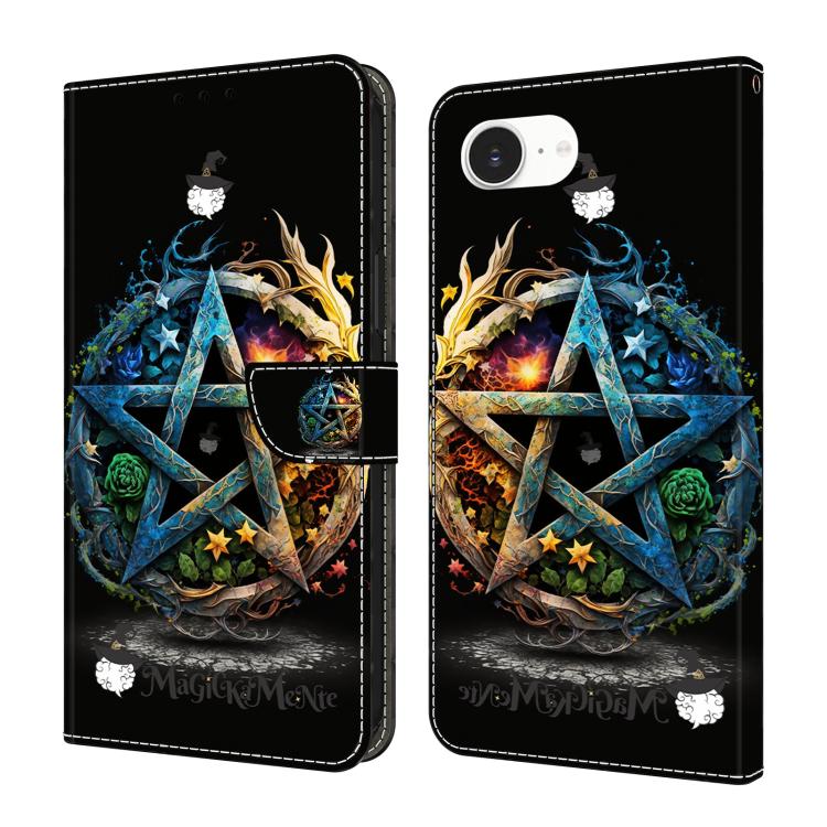 Capa de Telemóvel em Pele Vegana Pintada com Efeito Cristalino, Para iPhone 17e / 16e, Para iPhone 17 Pro Max, Para iPhone 17 Pro, Para iPhone 17