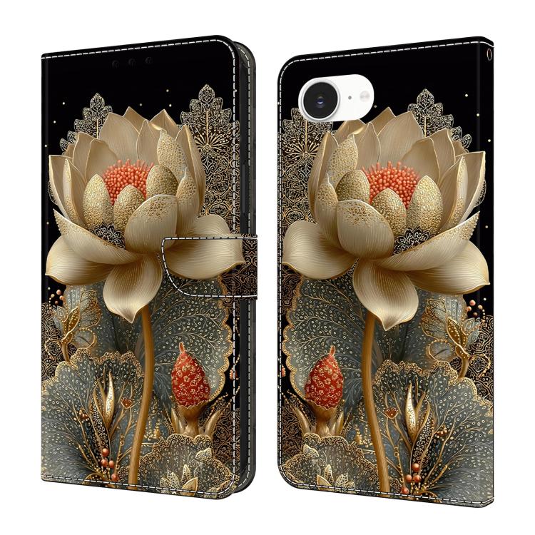 Capa de Telemóvel em Pele Vegana Pintada com Efeito Cristalino, Para iPhone 17e / 16e, Para iPhone 17 Pro Max, Para iPhone 17 Pro, Para iPhone 17
