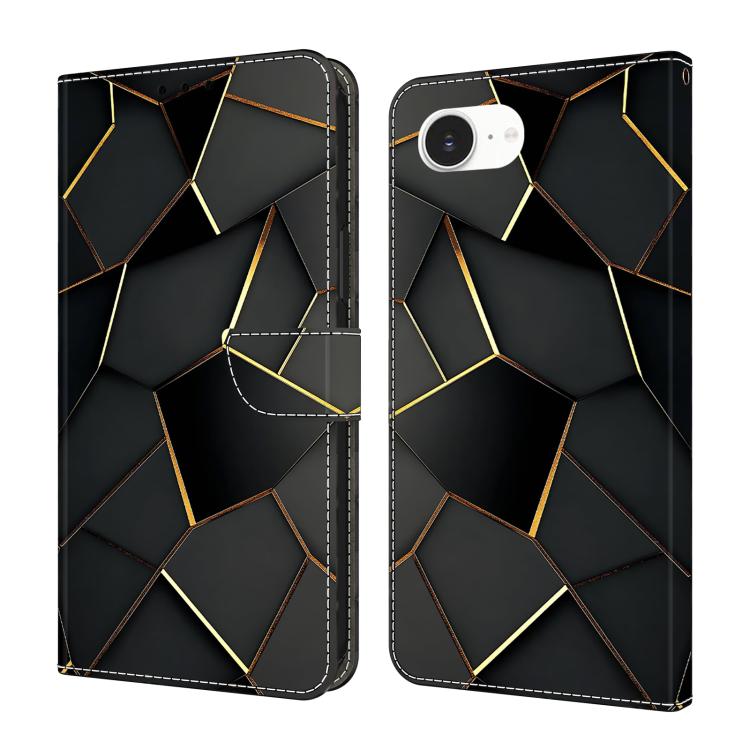 Capa de Telemóvel em Pele Vegana Pintada com Efeito Cristalino, Para iPhone 17e / 16e, Para iPhone 17 Pro Max, Para iPhone 17 Pro, Para iPhone 17