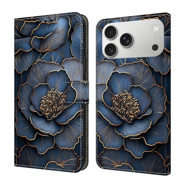 Capa de Telemóvel em Pele Vegana Pintada com Efeito Cristalino, Para iPhone 17e / 16e, Para iPhone 17 Pro Max, Para iPhone 17 Pro, Para iPhone 17