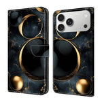 Capa de Telemóvel em Pele Vegana Pintada com Efeito Cristalino, Para iPhone 17e / 16e, Para iPhone 17 Pro Max, Para iPhone 17 Pro, Para iPhone 17