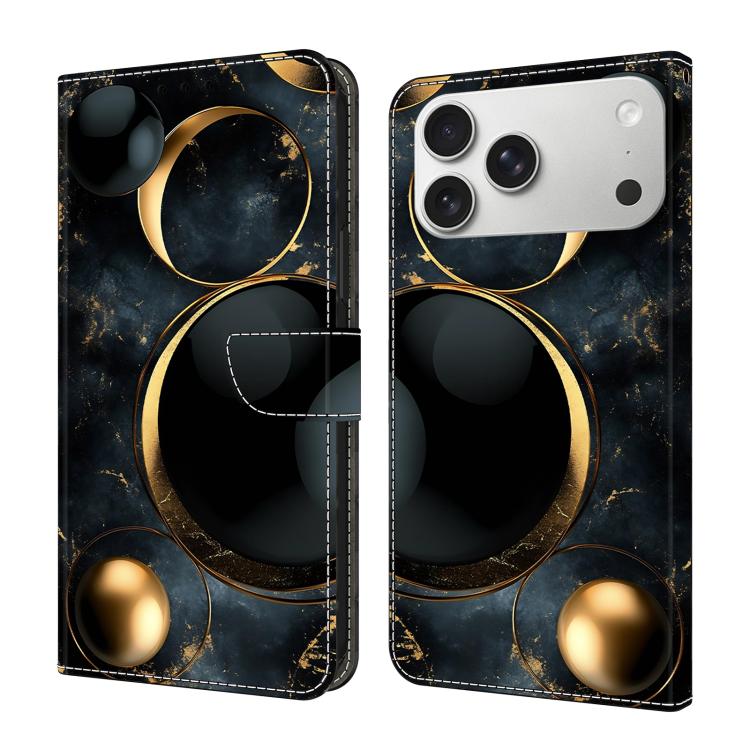 Capa de Telemóvel em Pele Vegana Pintada com Efeito Cristalino, Para iPhone 17e / 16e, Para iPhone 17 Pro Max, Para iPhone 17 Pro, Para iPhone 17
