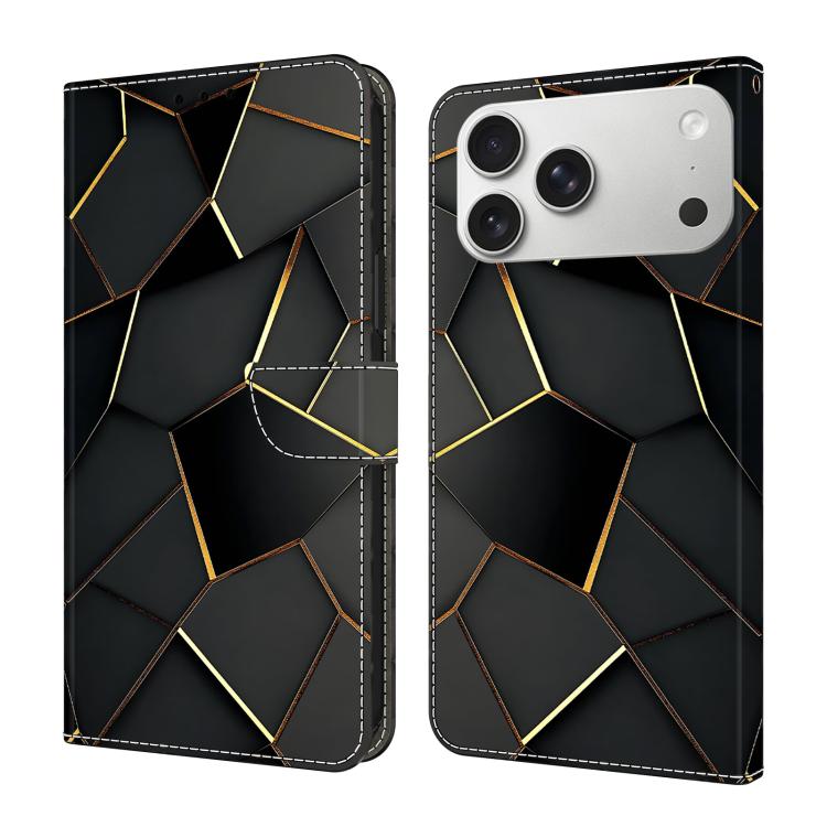 Capa de Telemóvel em Pele Vegana Pintada com Efeito Cristalino, Para iPhone 17e / 16e, Para iPhone 17 Pro Max, Para iPhone 17 Pro, Para iPhone 17