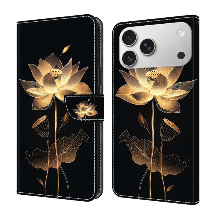 Capa de Telemóvel em Pele Vegana Pintada com Efeito Cristalino, Para iPhone 17e / 16e, Para iPhone 17 Pro Max, Para iPhone 17 Pro, Para iPhone 17