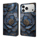 Capa de Telemóvel em Pele Vegana Pintada com Efeito Cristalino, Para iPhone 17e / 16e, Para iPhone 17 Pro Max, Para iPhone 17 Pro, Para iPhone 17