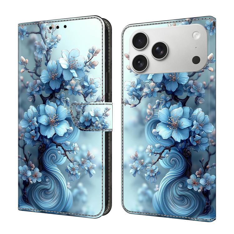 Capa de Telemóvel em Pele Vegana Pintada com Efeito Cristalino, Para iPhone 17e / 16e, Para iPhone 17 Pro Max, Para iPhone 17 Pro, Para iPhone 17