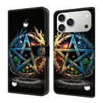 Capa de Telemóvel em Pele Vegana Pintada com Efeito Cristalino, Para iPhone 17e / 16e, Para iPhone 17 Pro Max, Para iPhone 17 Pro, Para iPhone 17