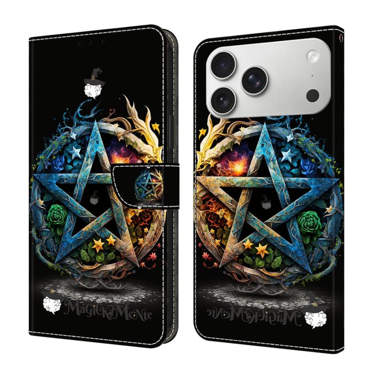 Capa de Telemóvel em Pele Vegana Pintada com Efeito Cristalino, Para iPhone 17e / 16e, Para iPhone 17 Pro Max, Para iPhone 17 Pro, Para iPhone 17